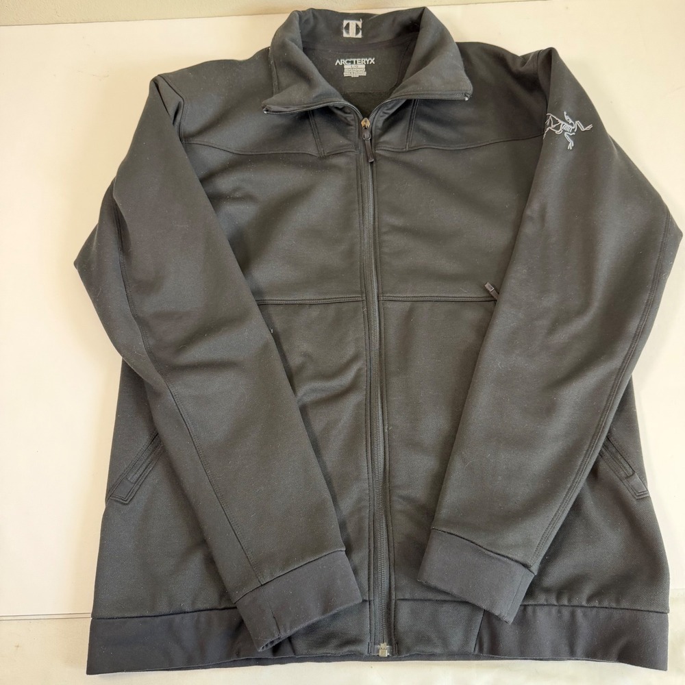 Arc'teryx Large Black Full Zip Fleece Lined Softshell Jacket Outdoor Gorpcore